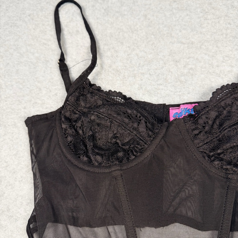 Edikted Black Lace Mesh Bustier - Picture 2 of 5